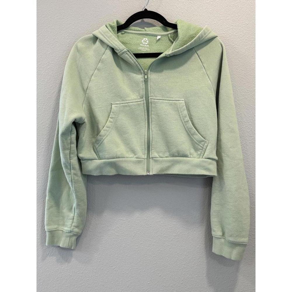 PacSun Pacific Sunwear Ultra Cropped Zip Up Hoodie "protect your energy"